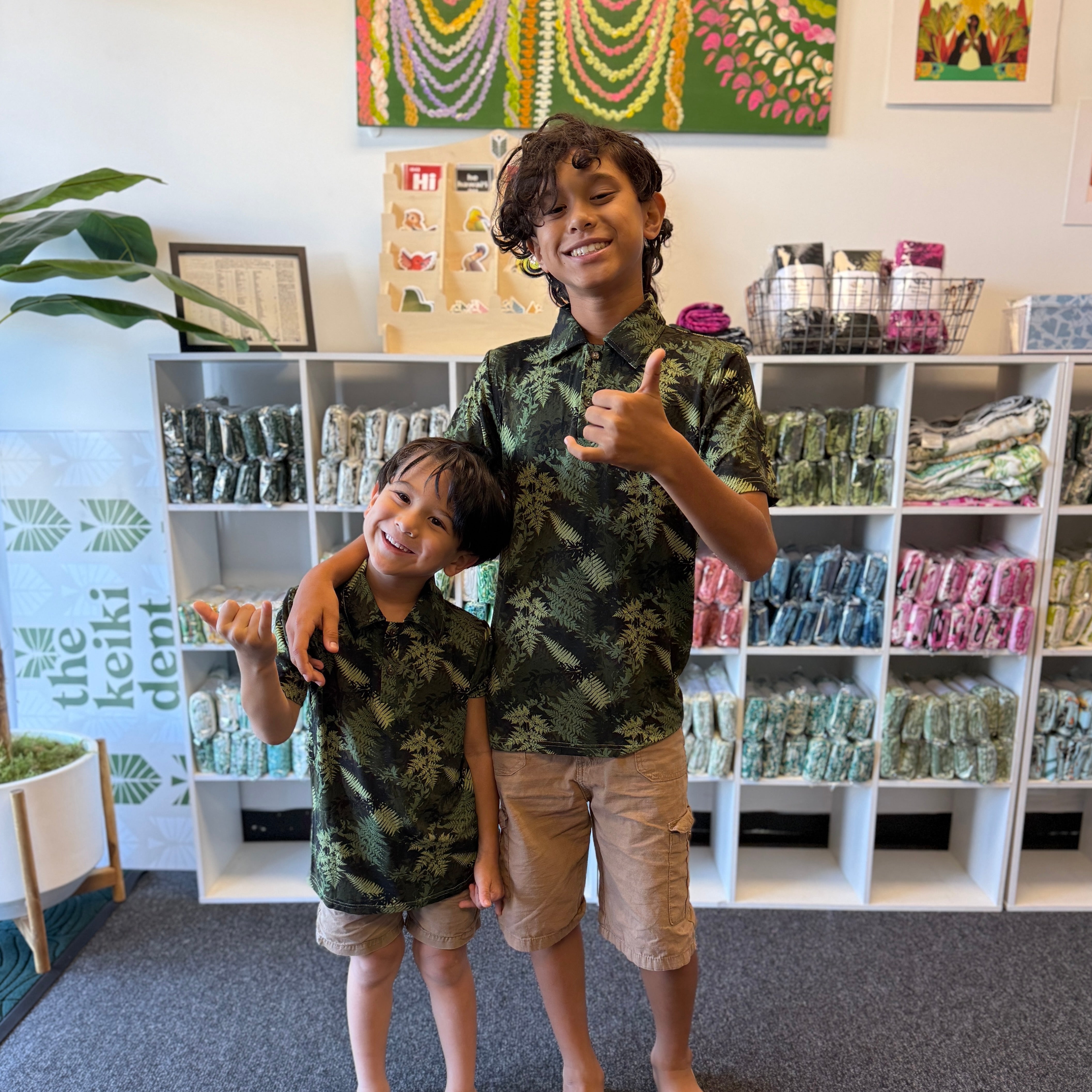Green Hawaiian Ferns Bamboo Kalei Athletic Polo