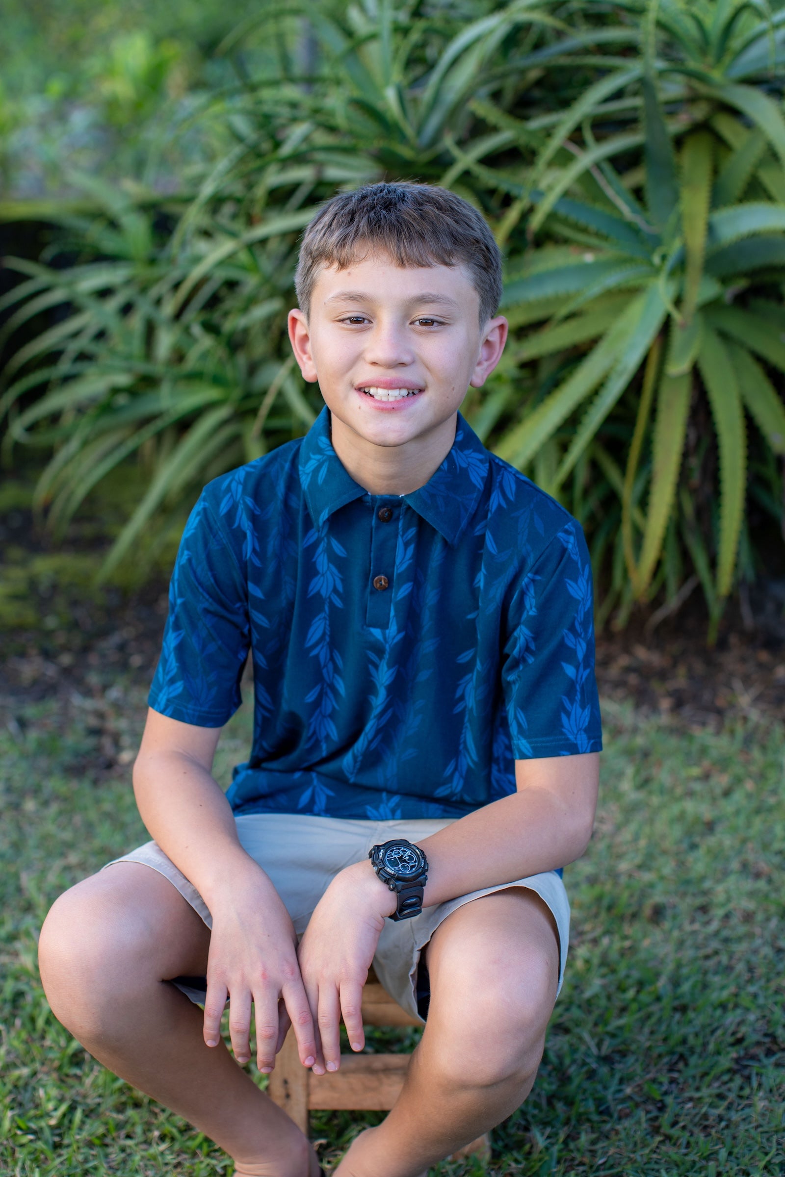 Blue Maile Strands Bamboo Kalei Athletic Polo