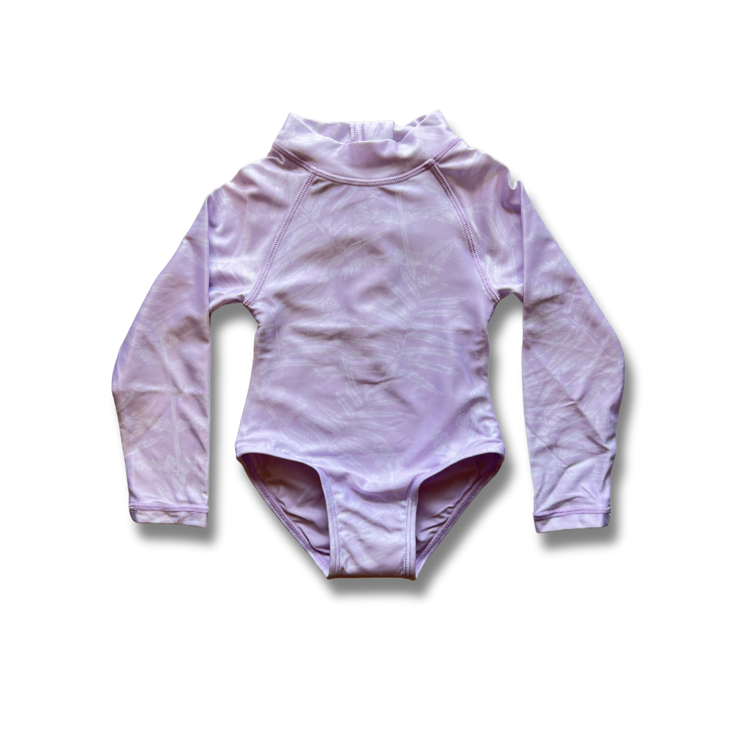 lavender neke fern ecofriendly girls swimsuit front