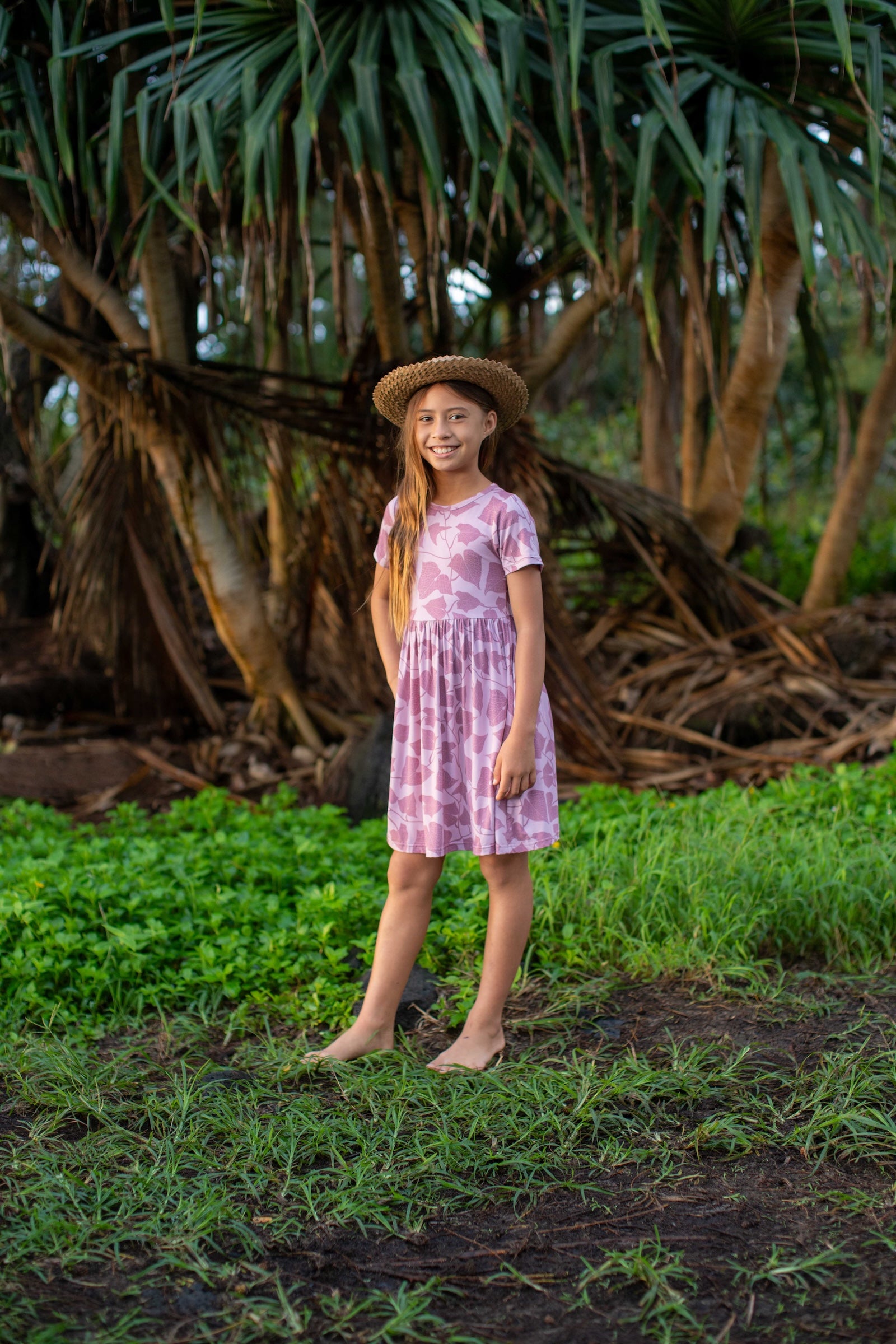 Pink Peʻahi Bamboo Kaliko Dress