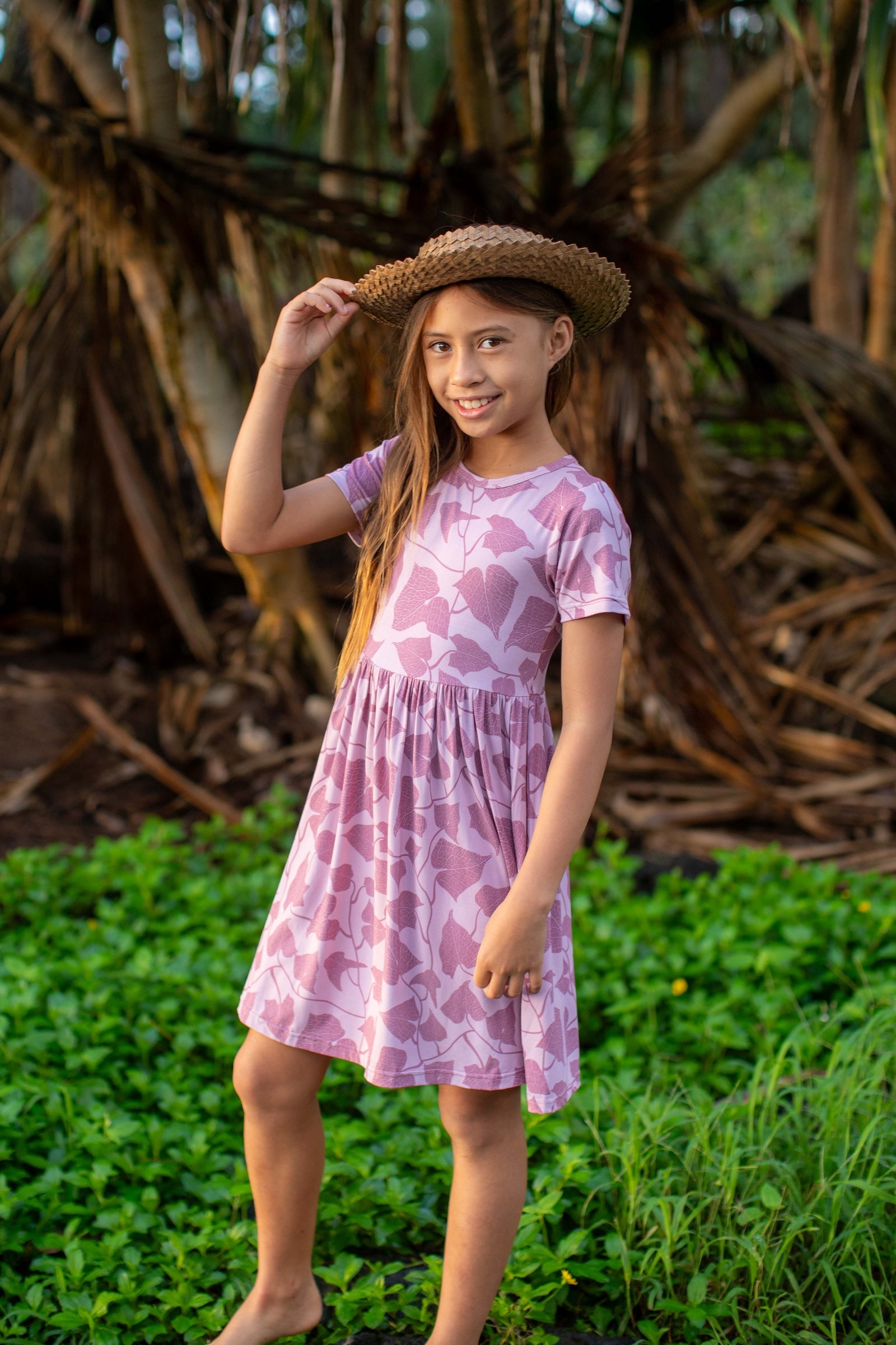 Pink Peʻahi Bamboo Kaliko Dress