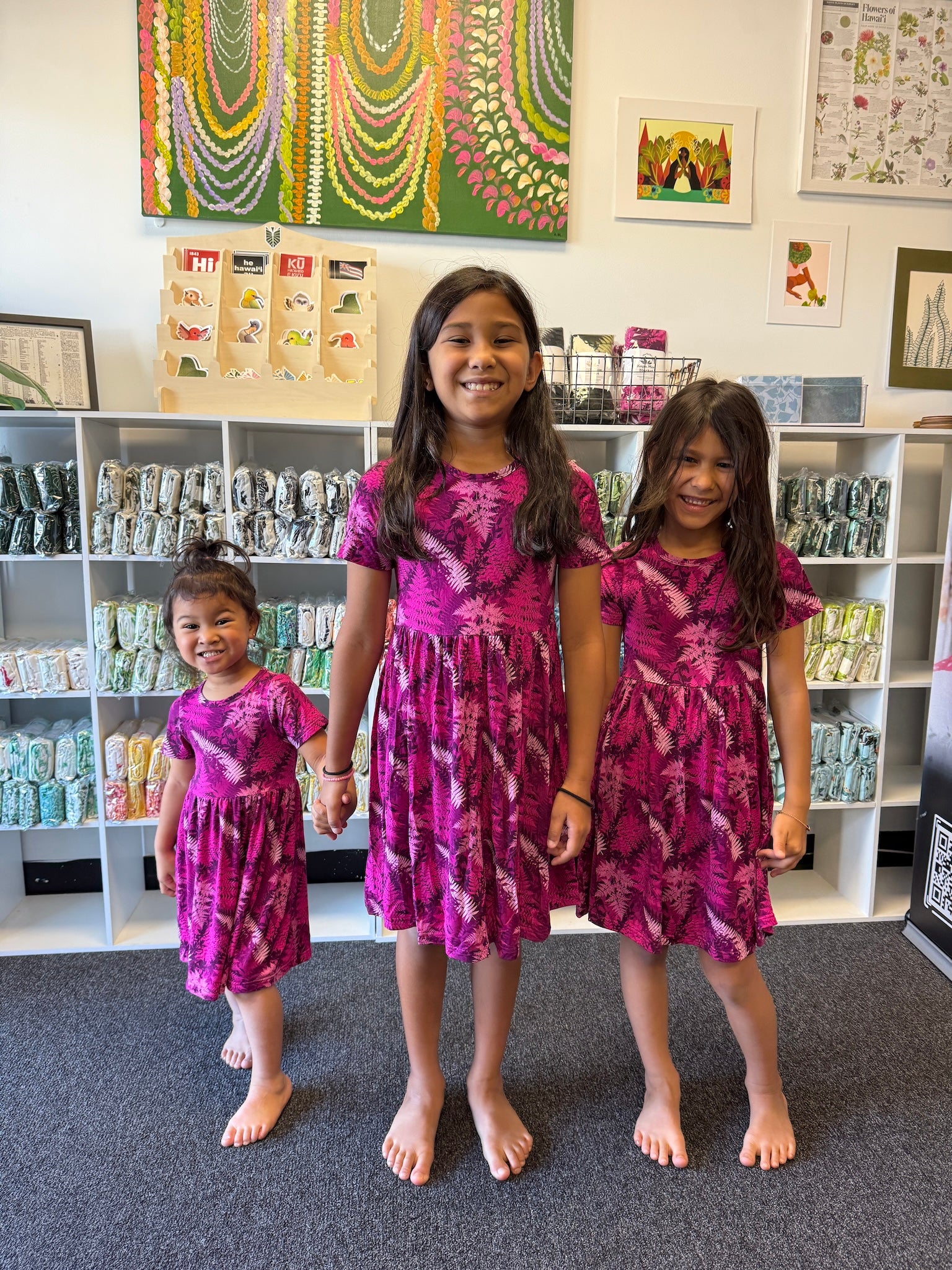 Pink Hawaiian Ferns Bamboo Kaliko Dress