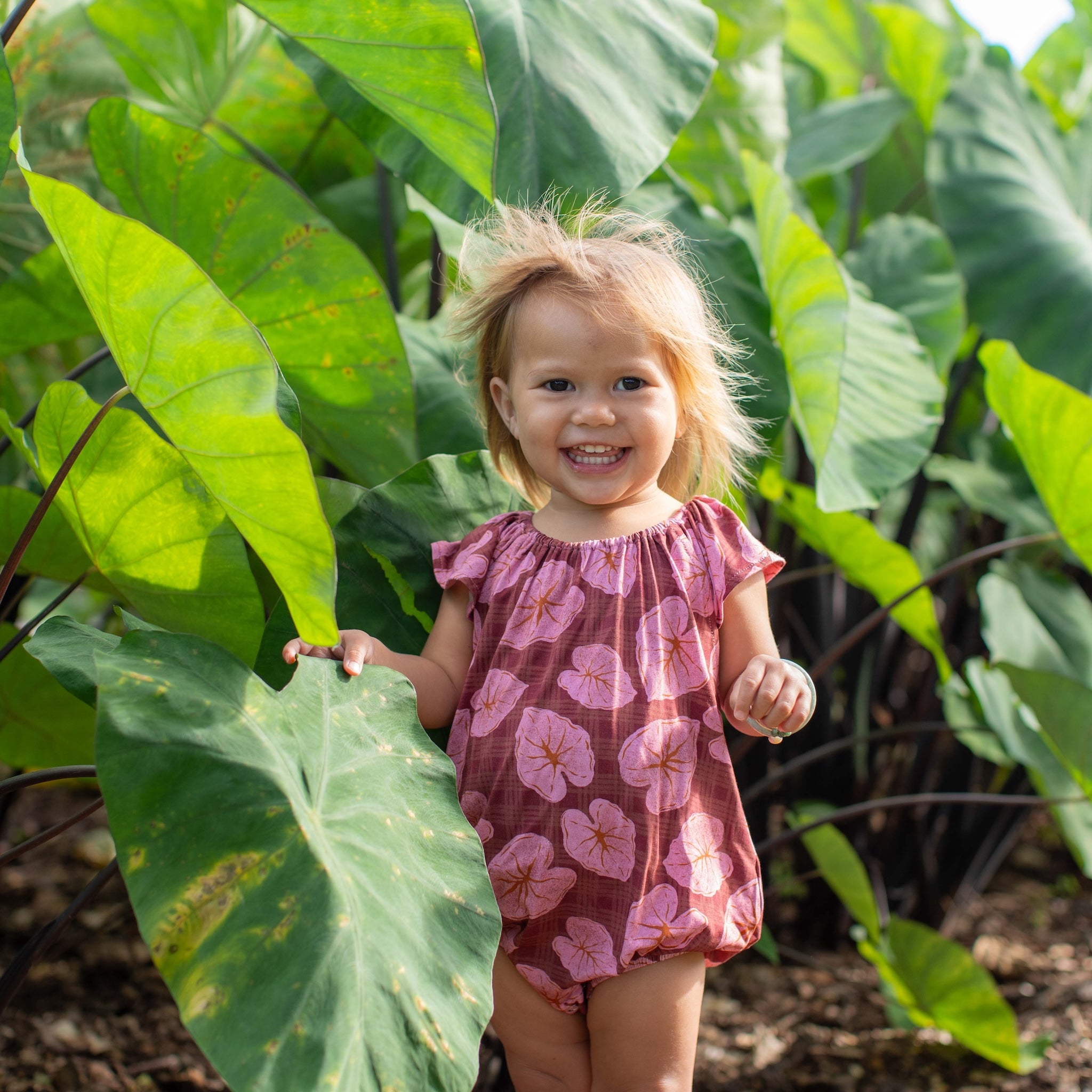 Pink Palaka Kalo Bamboo Flutter Romper