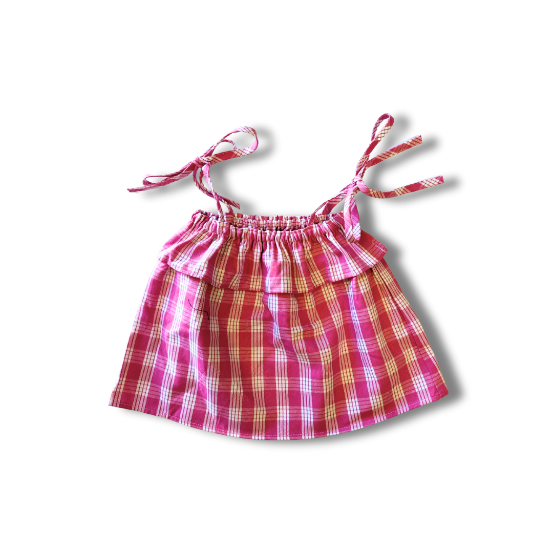Made in Hawaii Palaka Ruffle Tie Top