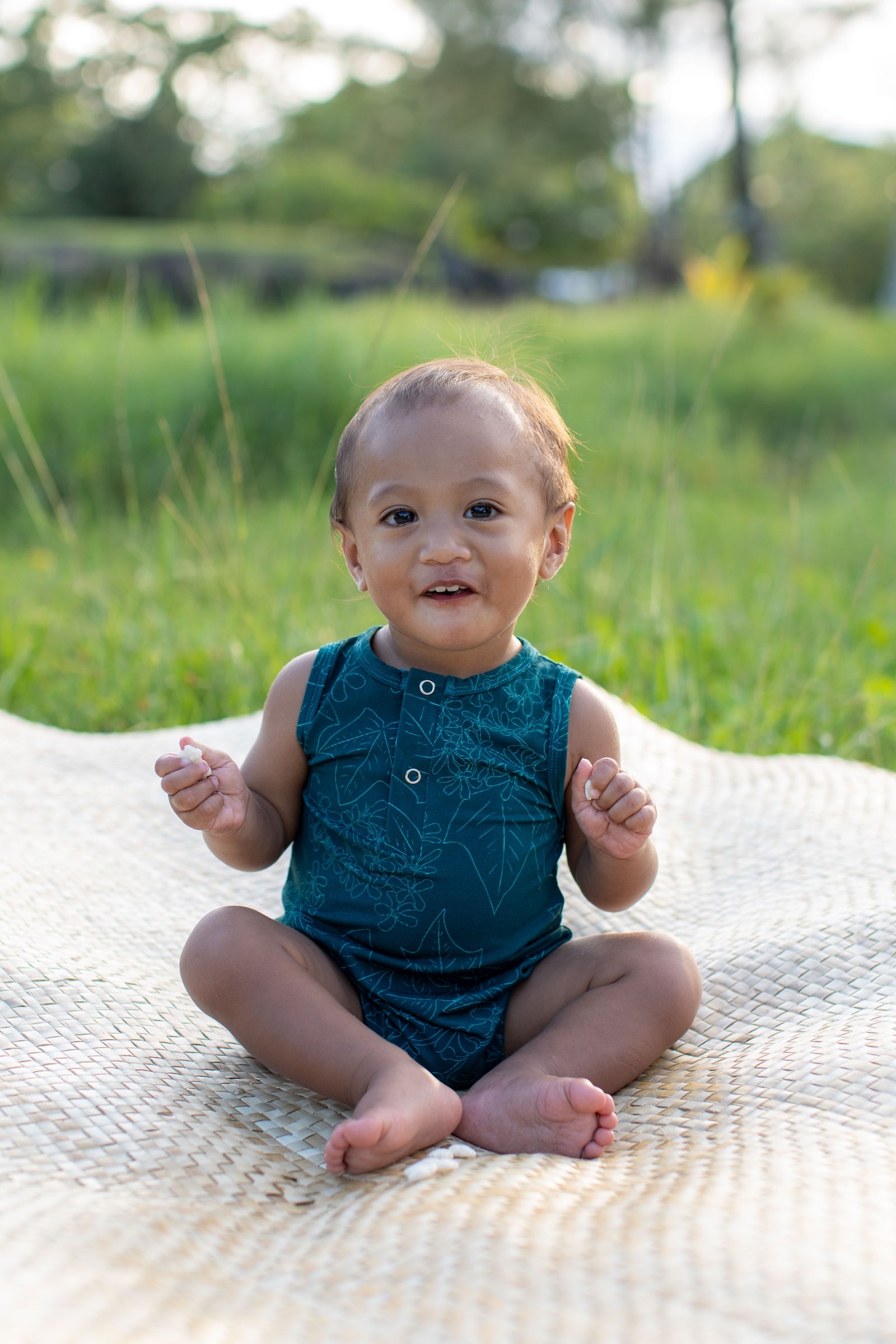 Blue Pua Kukui Tank Bamboo Tank Romper