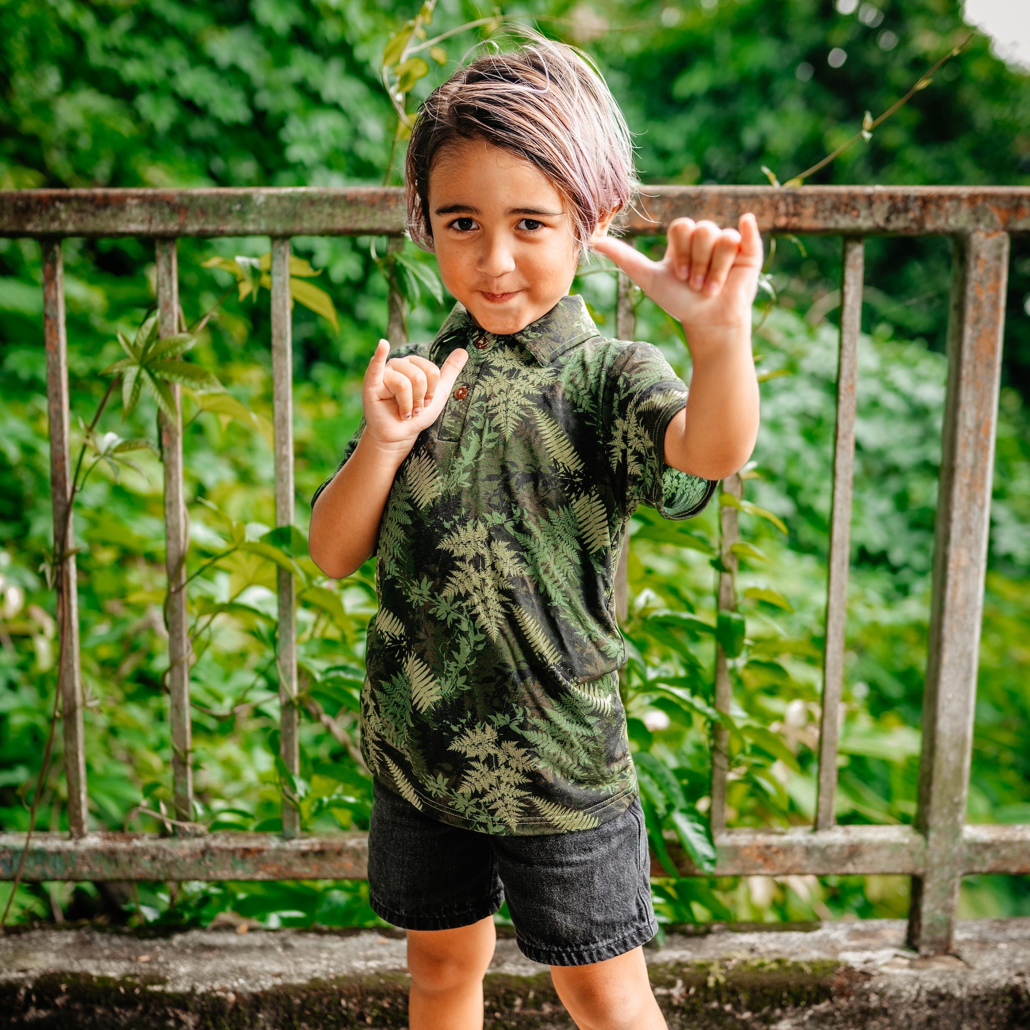 Green Hawaiian Ferns Bamboo Kalei Athletic Polo