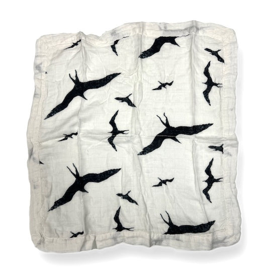 White Iwa Bird Bamboo Muslin Security Blanket