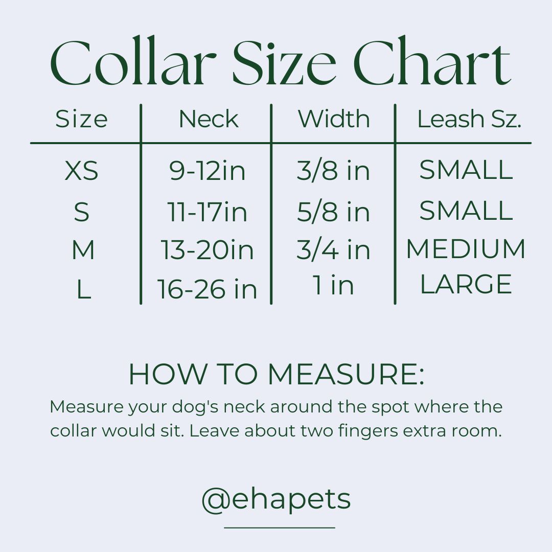 Colar Sizes Table Coach Dog Collar Size Chart at Christine Cogdill blog